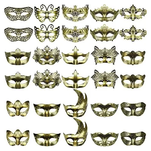Yunsailing Masquerade Masks with Straps – Gold
