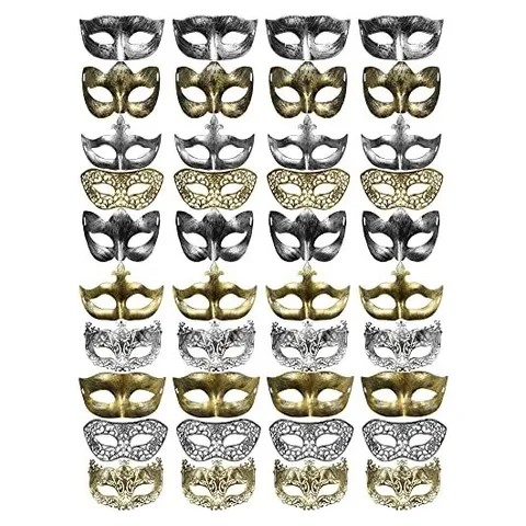 Yunsailing Masquerade Masks with Straps – Gold, Silver