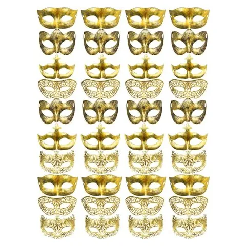 Yunsailing Masquerade Masks with Straps – Gold