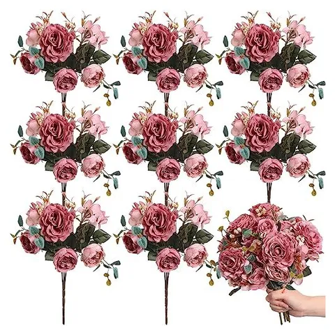 Yunsailing Artificial Peony & Hydrangea Bouquets – Dark Pink · Hydrangea
