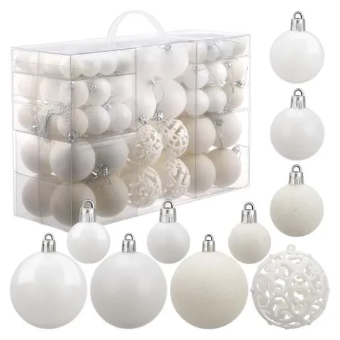 Yunsailing Shatterproof Christmas Ball Ornaments – White