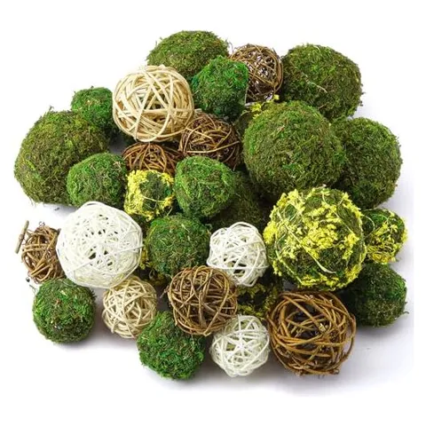 Yunsailing Moss & Rattan Decorative Balls – Retro Colors · Rustic