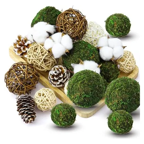 Yunsailing Moss & Rattan Decorative Balls