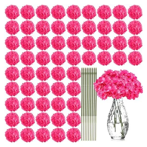 Yunsailing Artificial Hydrangea Flower Heads – Hot Pink