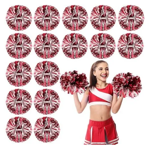 Yunsailing Cheerleading Pom Poms – red & Silver