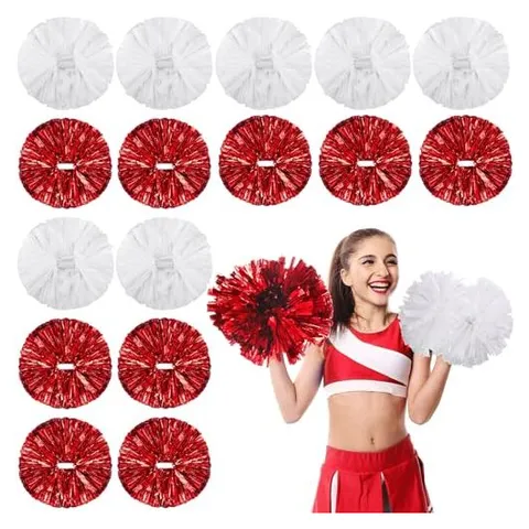 Yunsailing Cheerleading Pom Poms – Red & Matte White