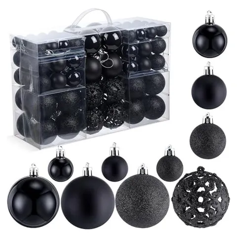 Yunsailing Shatterproof Christmas Ball Ornaments – Black
