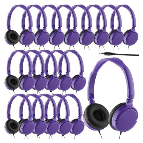 Yunsailing Individually Wrapped Classroom Headphones – Purple