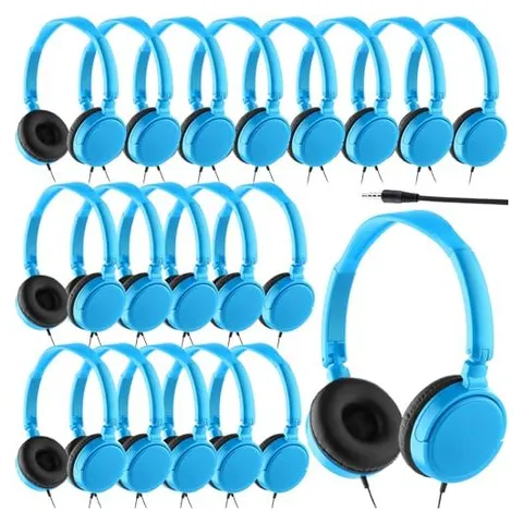 Yunsailing Individually Wrapped Classroom Headphones – Blue