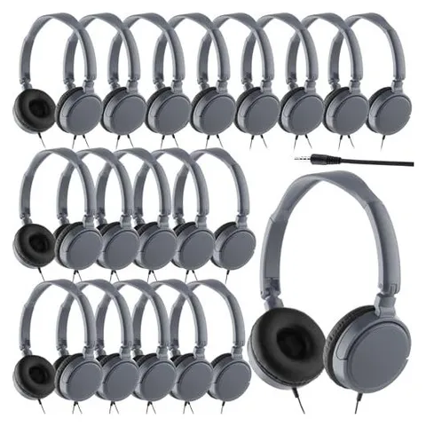 Yunsailing Individually Wrapped Classroom Headphones – Gray