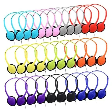 Yunsailing Wired Classroom Headphones, 3.94 ft Cable – Multicolor