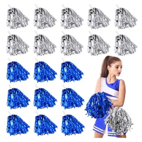 Yunsailing Cheerleading Pom Poms – Blue, Silver
